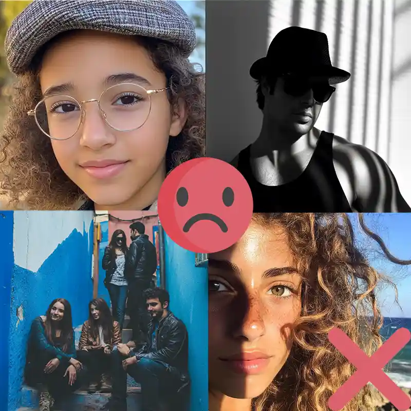 Exemple de mauvaise photo avec un visage partiellement visible